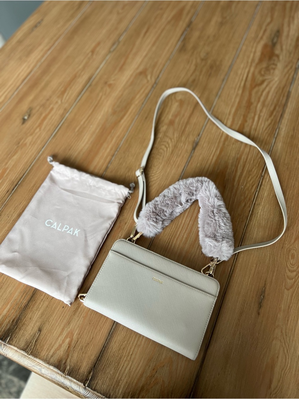 Calpak Crossbody Bag with Faux Fur Handle